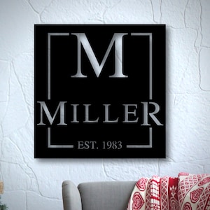 Last Name Metal Sign, Family Name Sign, Personalized Metal Wall Decor, Housewarming Gift, Welcome Sign for Front Porch, Metal Monogram Sign
