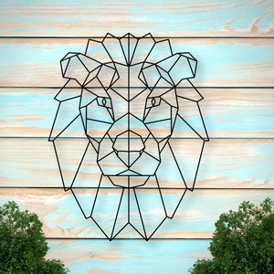 Lion Metal Wall Art, Geometric Lion Head, Metal Wall Decor, Animal Decor, Boy Nursery Wall Art, Animal Wall Art for Kids, Lion Face Art