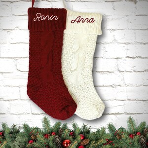 Christmas Stockings Personalized, Personalized Christmas Stockings, Monogrammed Christmas Stockings, Knit Christmas Stocking Embroidered