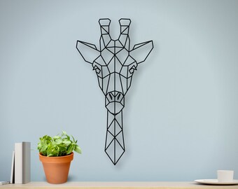 Metal Wall Art Geometric Giraffe Head,Giraffe Metal Wall Art, Metal Animal Wall Decor, Animal Mask, Fireplace Decor, Metal Wall Decor