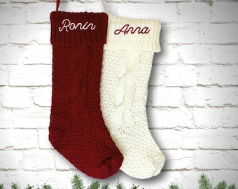 Monogrammed Cable Knit Stocking, Personalized Christmas Stocking, Christmas Stockings, Pet Stockings, Stocking Sets, Holiday Stocking