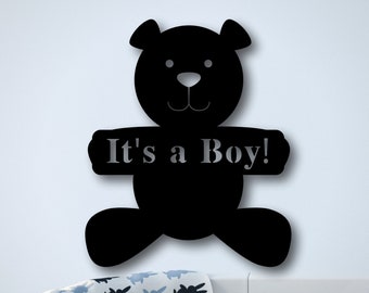 Personalized Baby Sign with Bear,Baby Gifts with Name,It's a boy sign,Custom Baby Shower Gift ,Teddy Bear Sign,Custom Metal Stuffies Sign
