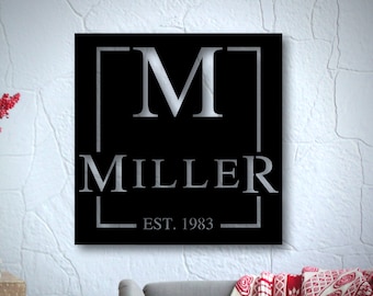 Last Name Metal Sign, Family Name Sign, Personalized Metal Wall Decor, Housewarming Gift, Welcome Sign for Front Porch, Metal Monogram Sign