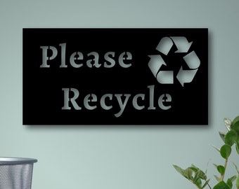 Please Recycle Metal Sign, Metal Please Recycle Sign, Office Sign, Metal Wall Decor for Living Room, Metal Recycle Sign