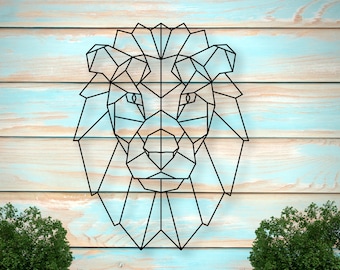 Lion Metal Wall Art, Geometric Lion Head, Metal Wall Decor, Animal Decor, Boy Nursery Wall Art, Animal Wall Art for Kids, Lion Face Art