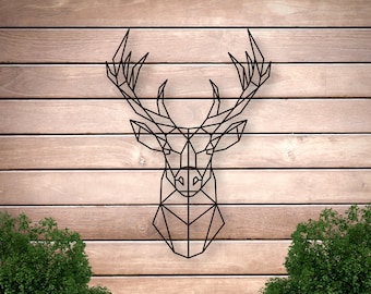 Metal Wall Art Geometric Deer Head,Deer Metal Wall Art, Metal Animal Wall Decor, Animal Mask, Fireplace Decor, Metal Wall Decor