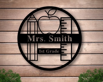 School Name Sign, Custom Name Sign, Metal School Teacher Gift, Last Name Sign, Personalized Metal Sign,Classroom Sign,Classroom Decor