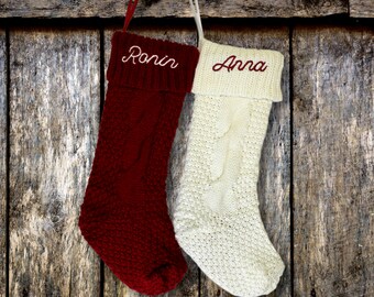 Monogrammed Cable Knit Stocking, Personalized Christmas Stocking, Christmas Stockings, Pet Stockings, Stocking Sets, Holiday Stocking