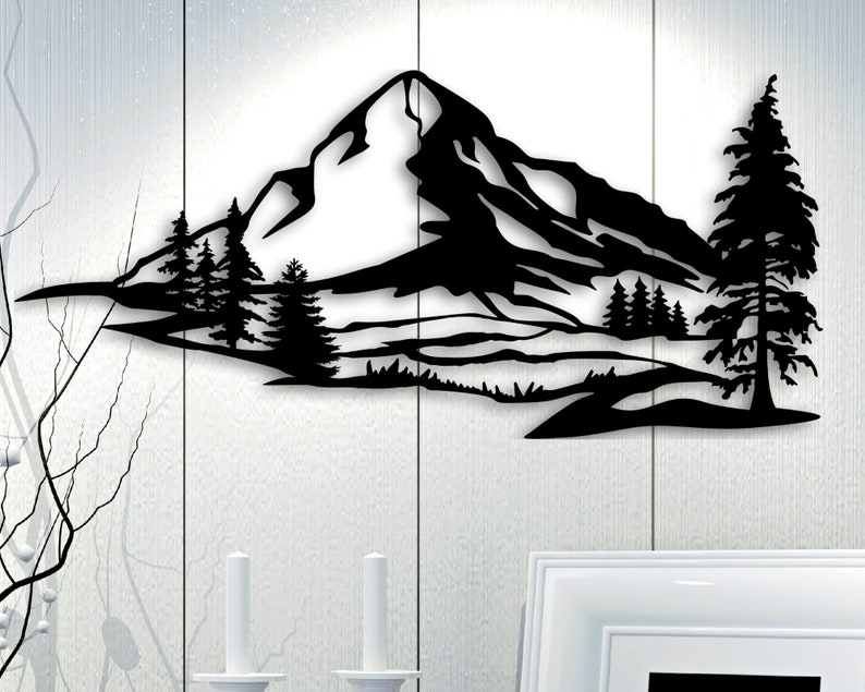 Mountain Wall Art, Metal Mountain Sign, Mountain Art, Mountain Range, Metal Outdoor Signs, outdoor wall decor, outdoor wall art Scandi decor image 1