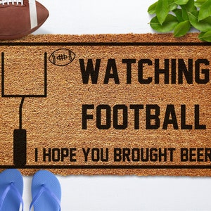 Football Welcome Mat, Watching Football Doormat, Housewarming Gift, Football Mat, Welcome Door Mat, Welcome Mat, Football Gift