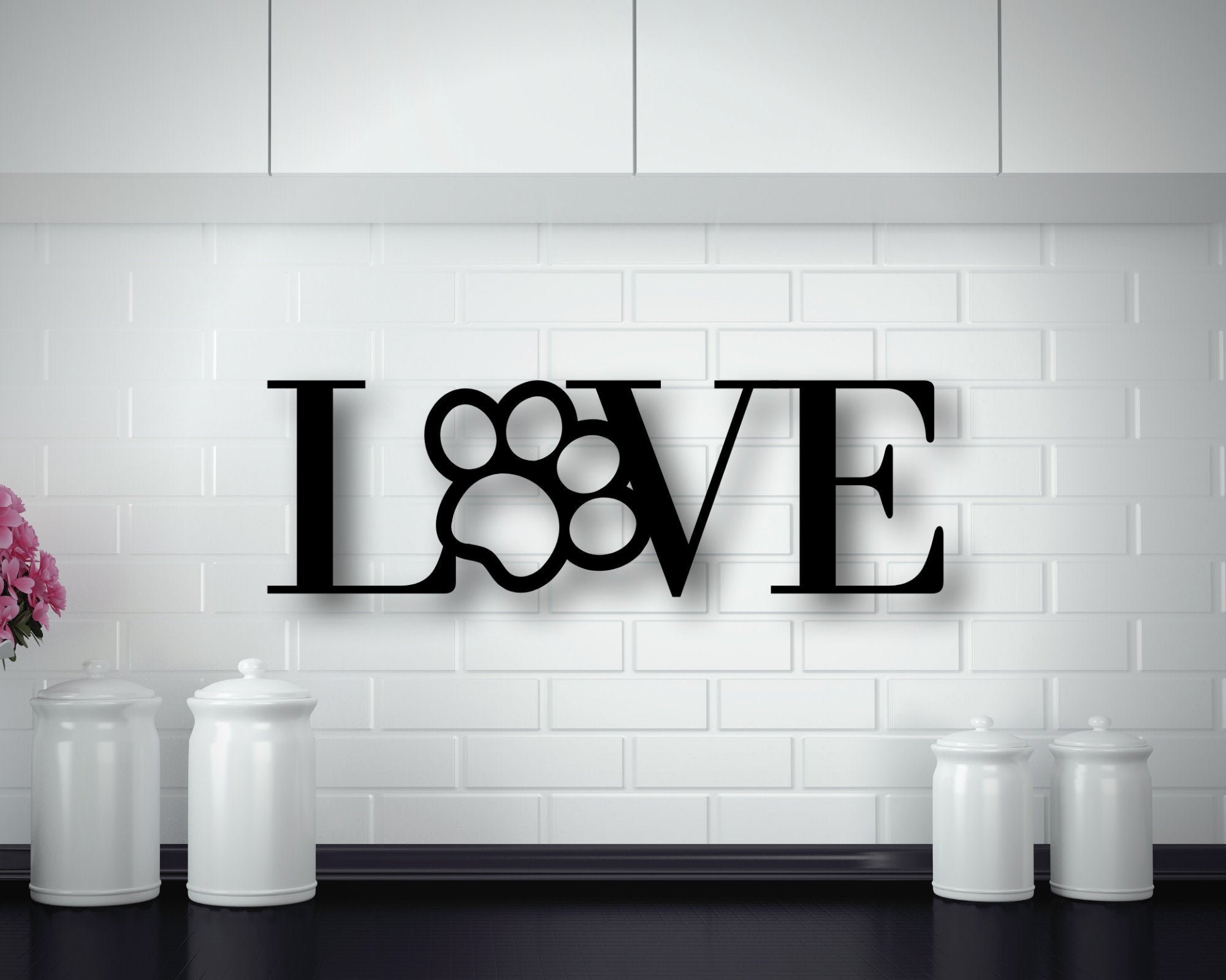 Metal Dog Paw Print Love Sign Dog Lovers Metal Paw Print Wall Etsy