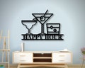 Personalized Bar Theme Sign, Custom Happy Hour Sign, Whiskey Sign, Metal Family Name Sign with Margarita, Margarita Lover Gift