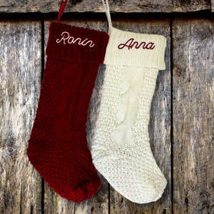 Christmas Stockings Personalized, Personalized Christmas Stockings, Monogrammed Christmas Stockings, Knit Christmas Stocking Embroidered