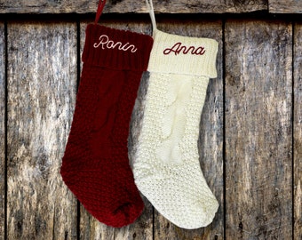 Christmas Stockings Personalized, Personalized Christmas Stockings, Monogrammed Christmas Stockings, Knit Christmas Stocking Embroidered