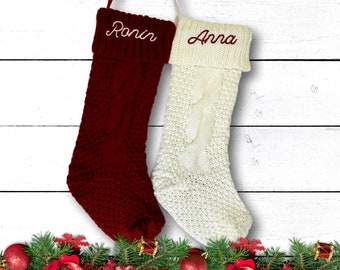 Personalized Cable Knit Christmas Stocking, Personalized Christmas Stockings, Embroidered Christmas Stockings Cable Knit Stockings Christmas
