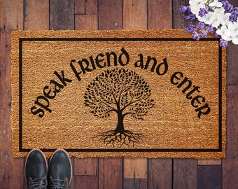 Speak Friend and Enter Doormat, Welcome Door Mat, Lord of the Rings Welcome Mat, Elven Doormat, Lord of the Rings Gift, LOTR Gift