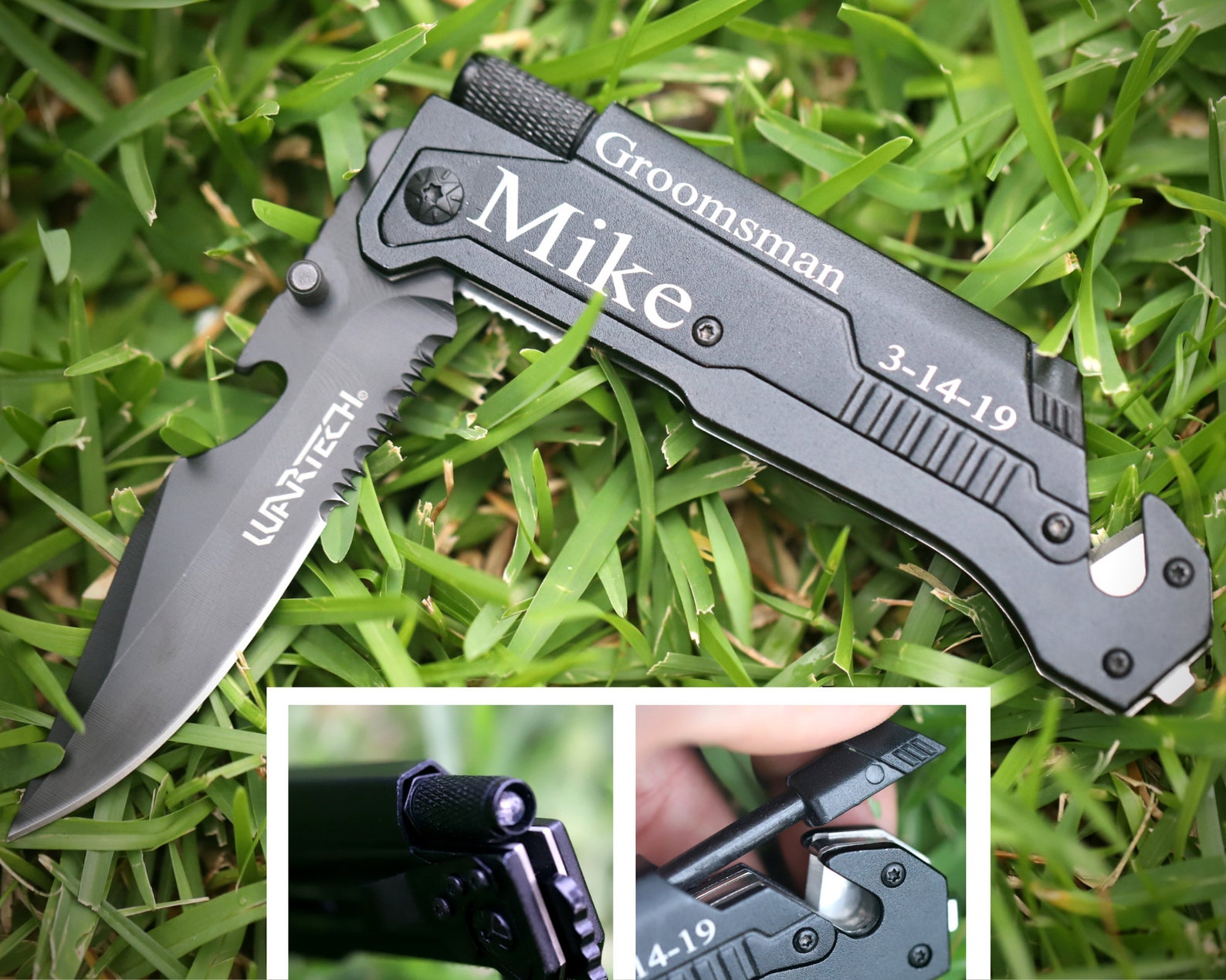 Personalized Tactical Flashlight Knife Survival Knife Pocket Etsy