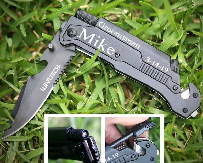 Multi Tool Pocket Knife Engraved, Survival Knife, Pocket Knife, Hunting Knife, EDC Knife, Every Day Carry, Bottle Opener, Fire Starter 