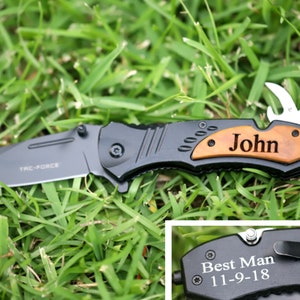 Groomsmen Gift Knife, Knife for Groomsmen Gift, Engraved Knife for Groomsmen Gift, Pocket Knife for Groomsmen Gift, Groomsmen Proposal Knife image 1