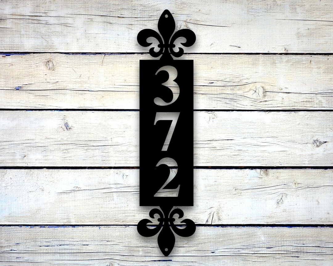 Vertical Metal Address Sign, Address Number Plaque, House Numbers