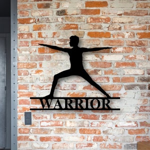 Personalized Yoga Namaste Sign, Family Name Metal Sign, Personalized Yoga Sign, Custom Last Name Sign, Personalized Metal Wall Art Warrior II - Male