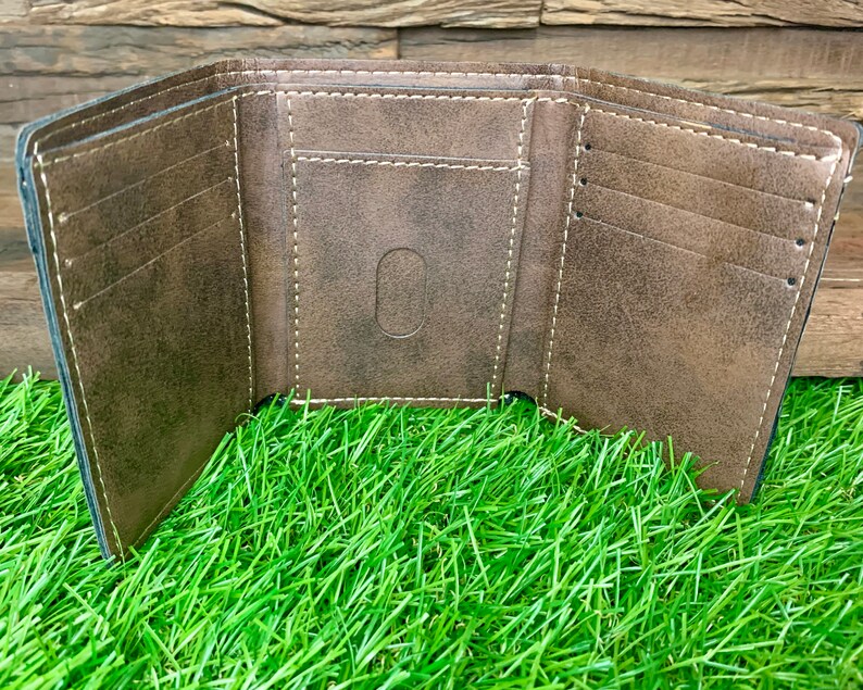 Personalized Trifold Wallet Mens Leather Wallet Personalized Etsy