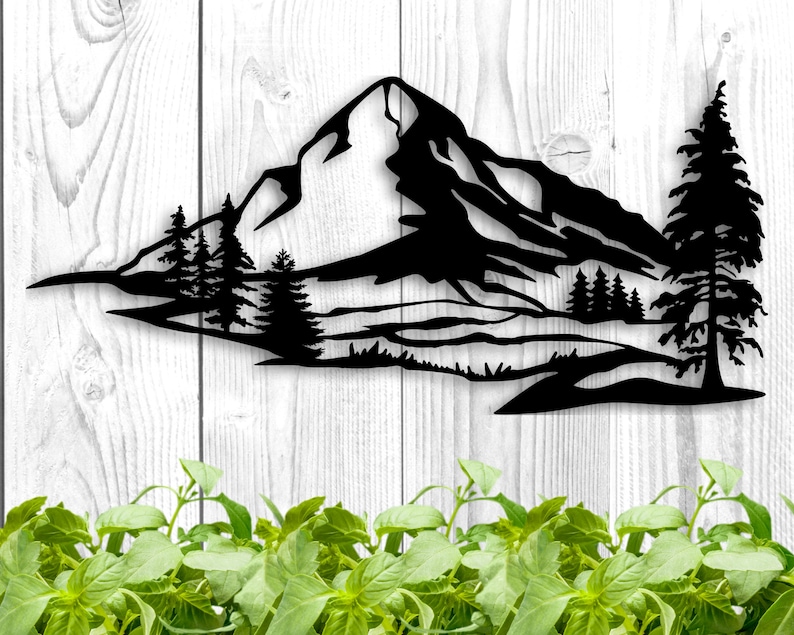 Mountain Wall Art, Metal Mountain Sign, Mountain Art, Mountain Range, Metal Outdoor Signs, outdoor wall decor, outdoor wall art Scandi decor image 2