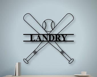 Personalized Metal Baseball Sign, Boys Baseball Art, Outdoor Patio Metal Signs, Personalized Bat Sign, Baseball Party Decor, Boys Room Art
