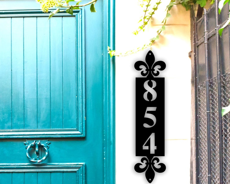 Vertical Metal Address Sign Address Number Plaque House Etsy