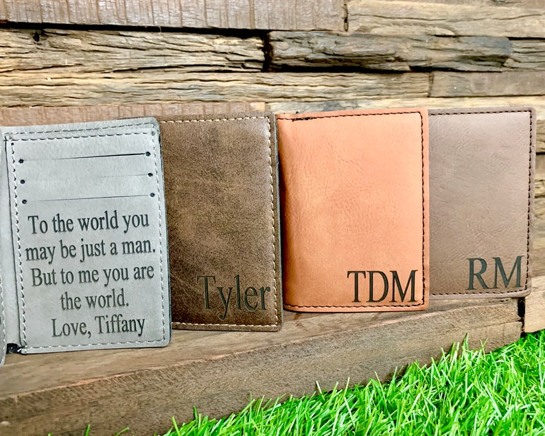 Personalized Trifold Wallet Mens Leather Wallet Personalized Etsy