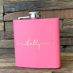 Flask for Women, Bridesmaid gift, Custom Flask, Personalized Flask, Engraved Flask, Gift for women, Pink Flask