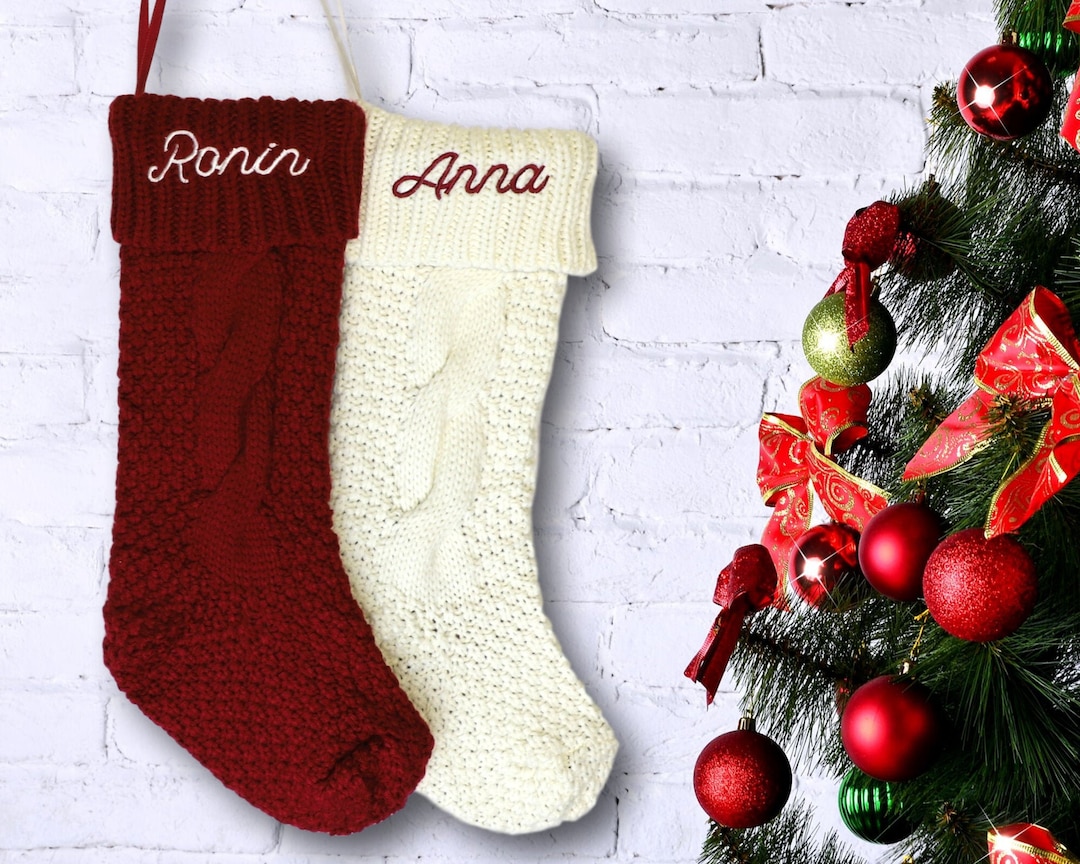 Cable Knit Personalized Christmas Stockings Christmas Etsy