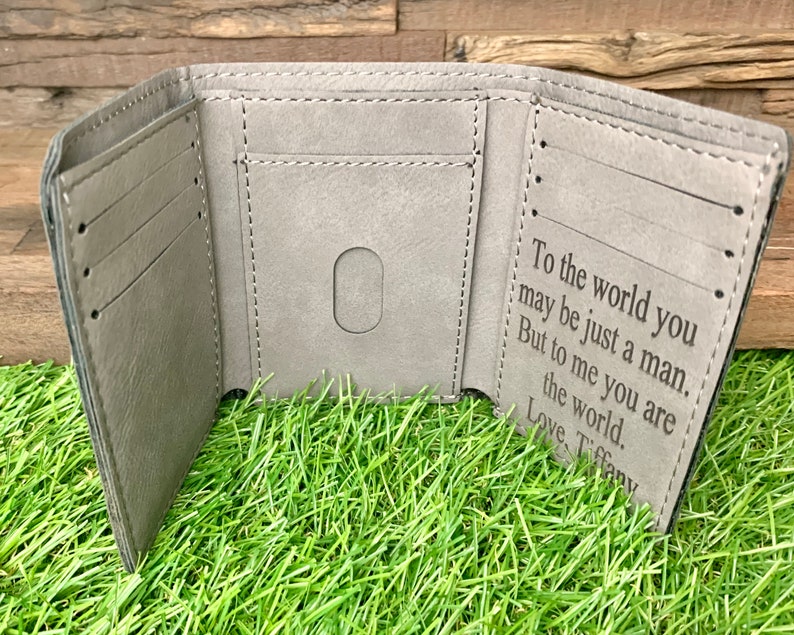 Personalized Trifold Wallet Mens Leather Wallet Personalized Etsy