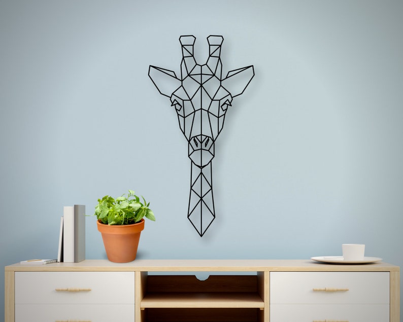 Metal Wall Art Geometric Giraffe Headgiraffe Metal Wall Art Etsy
