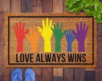 Custom LGBTQ+ Welcome Mat, Gay Pride, LGBTQ+ Doormat, Housewarming Gift, Welcome Door Mat, Queer Welcome Mat, LGBTQ+ Gift, Gay Gift