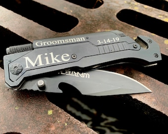 Multi Tool Pocket Knife Engraved, Survival Knife, Pocket Knife, Hunting Knife, EDC Knife, Every Day Carry, Bottle Opener, Fire Starter