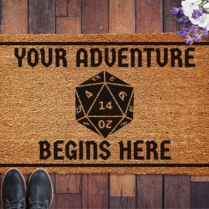 Your Adventure Begins Here Doormat, D&D Doormat, Dungeons and Dragons Doormat, DND Welcome Doormat, DND Gift, Housewarming Gift