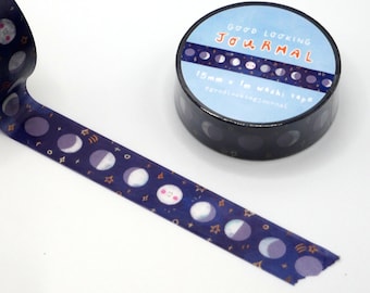 Taśma washi Moon Phases - dekoracyjna taśma maskująca do prowadzenia dziennika