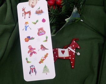 Christmas Bookmark - handmade festive bookmark with ribbon