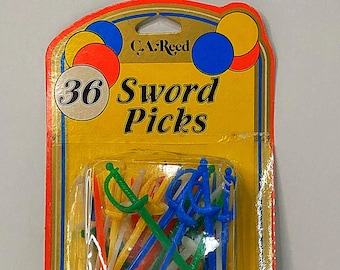 Sword Plastic Cocktail Picks Vintage C.A Reed Inc. Home Bar Barware Man Cave NOS