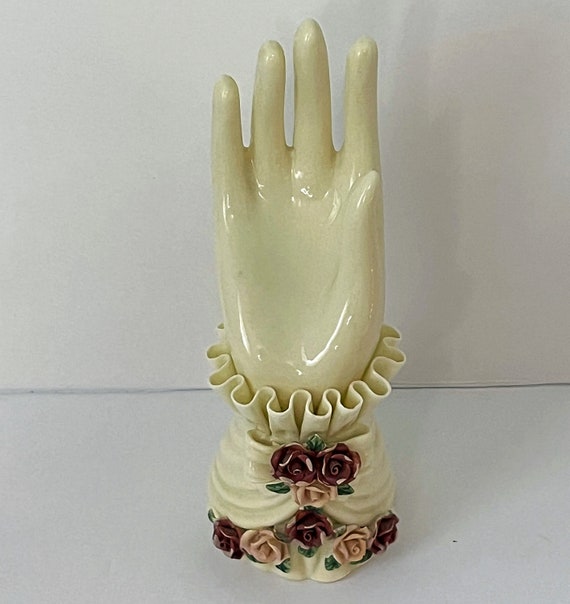 Jewelry Display Victorian Style Ceramic Hand Flor… - image 2