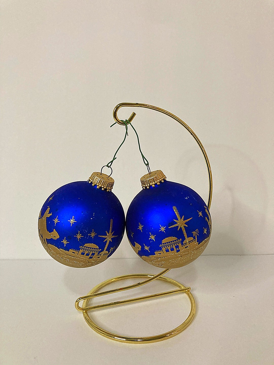Christmas Glass Ball Ornaments Krebs Bethlehem Wisemen Colbalt Etsy