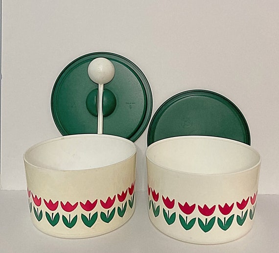 Tupperware Coffee House Canister Set Tulip Design Hunter Green Etsy