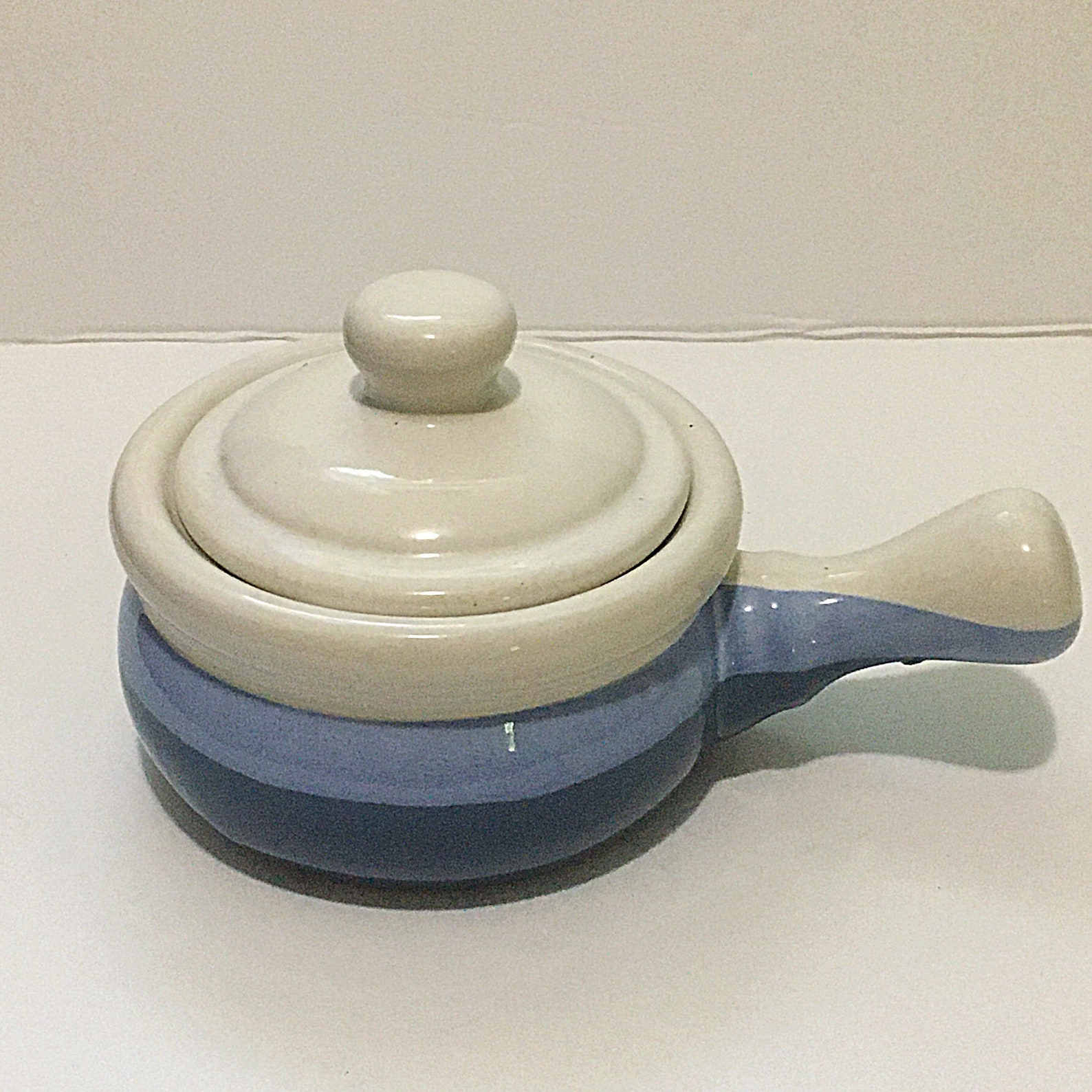 Two Blue & White Soup Chili Bowls With Lids And Handle Bean Etsy