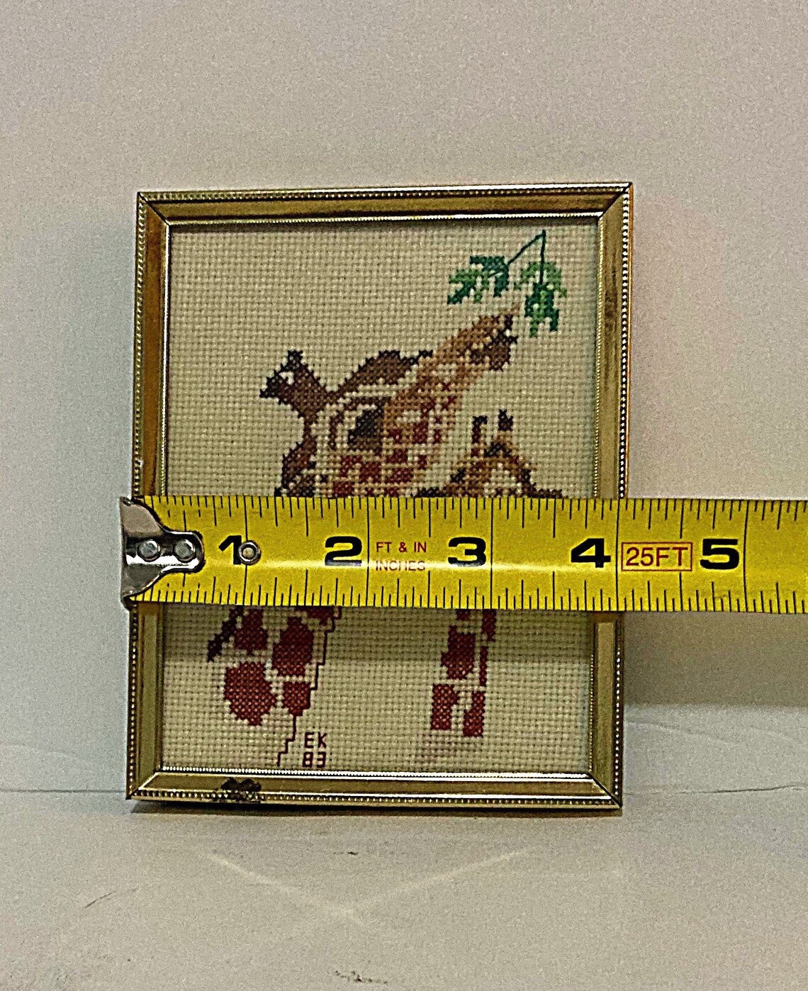 Vintage 80s Giraffe Needlepoint Tapestry Eating Leaves Etsy