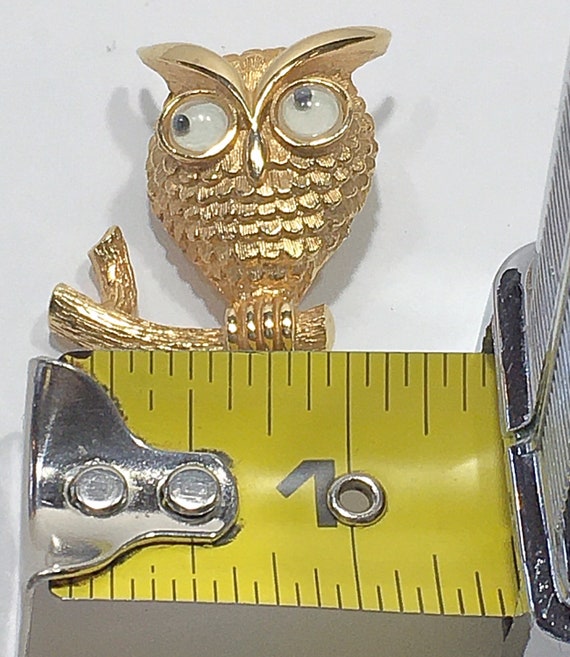 Brooch Pin Vintage Jewelry Owl Bird With Google e… - image 4
