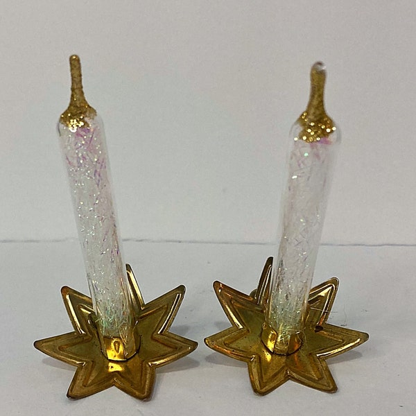 Christmas Set Two Vintage 1950s Italian Clip Candle Ornament Holiday Collectible