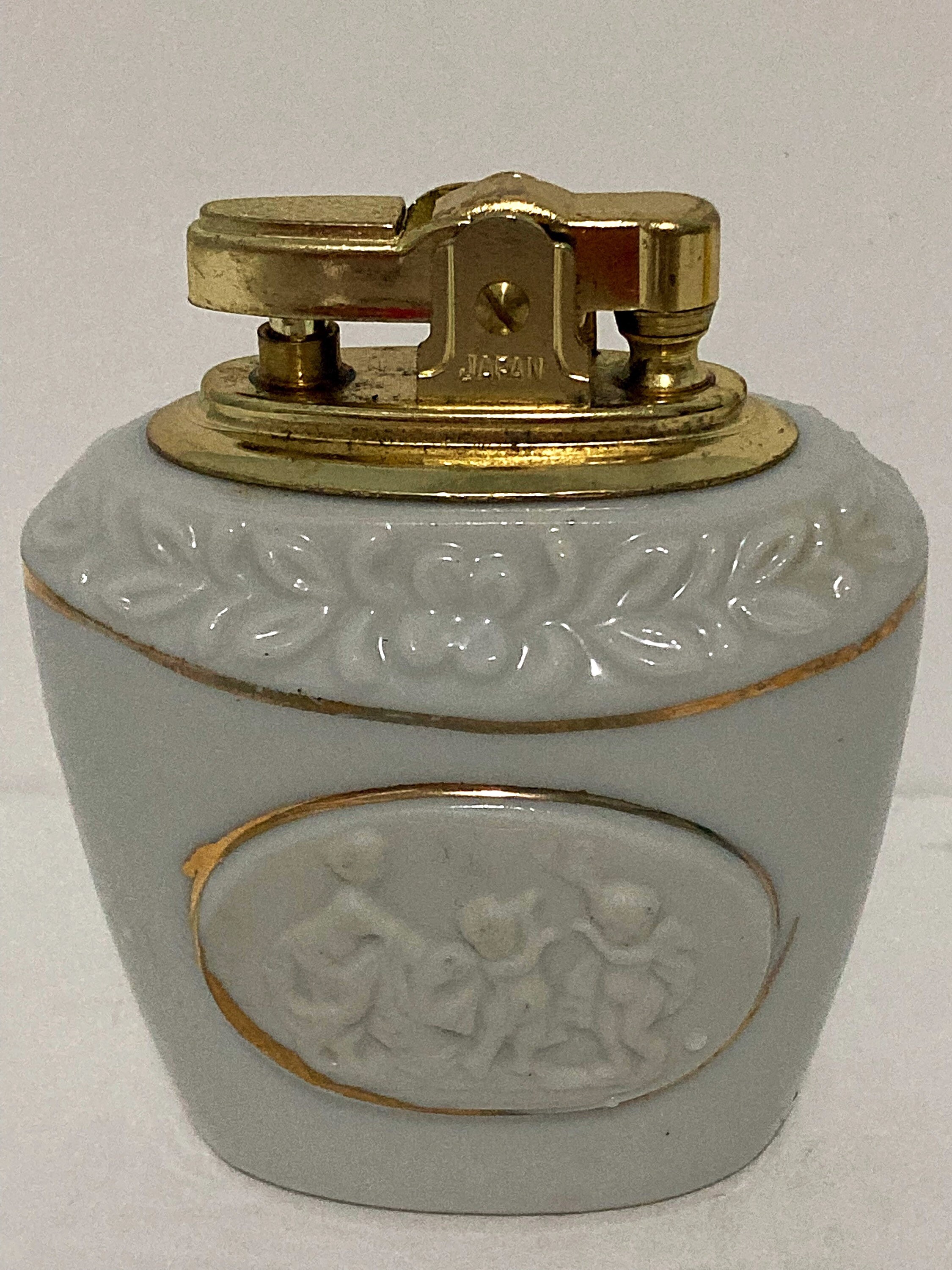 Vintage Japanese Porcelain Table Top Lighter Bisque Detail Etsy