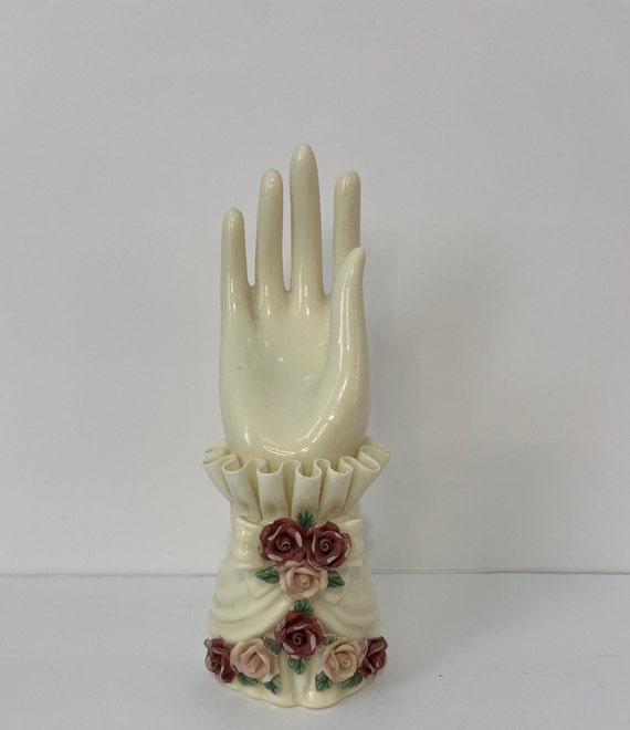 Jewelry Display Victorian Style Ceramic Hand Flor… - image 1