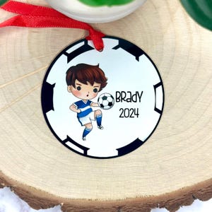 Boy Soccer Ornament | Soccer Gifts| Christmas Gifts | Custom Kids Ornaments | Kids Gifts | Kids Ornaments | Christmas Ornaments